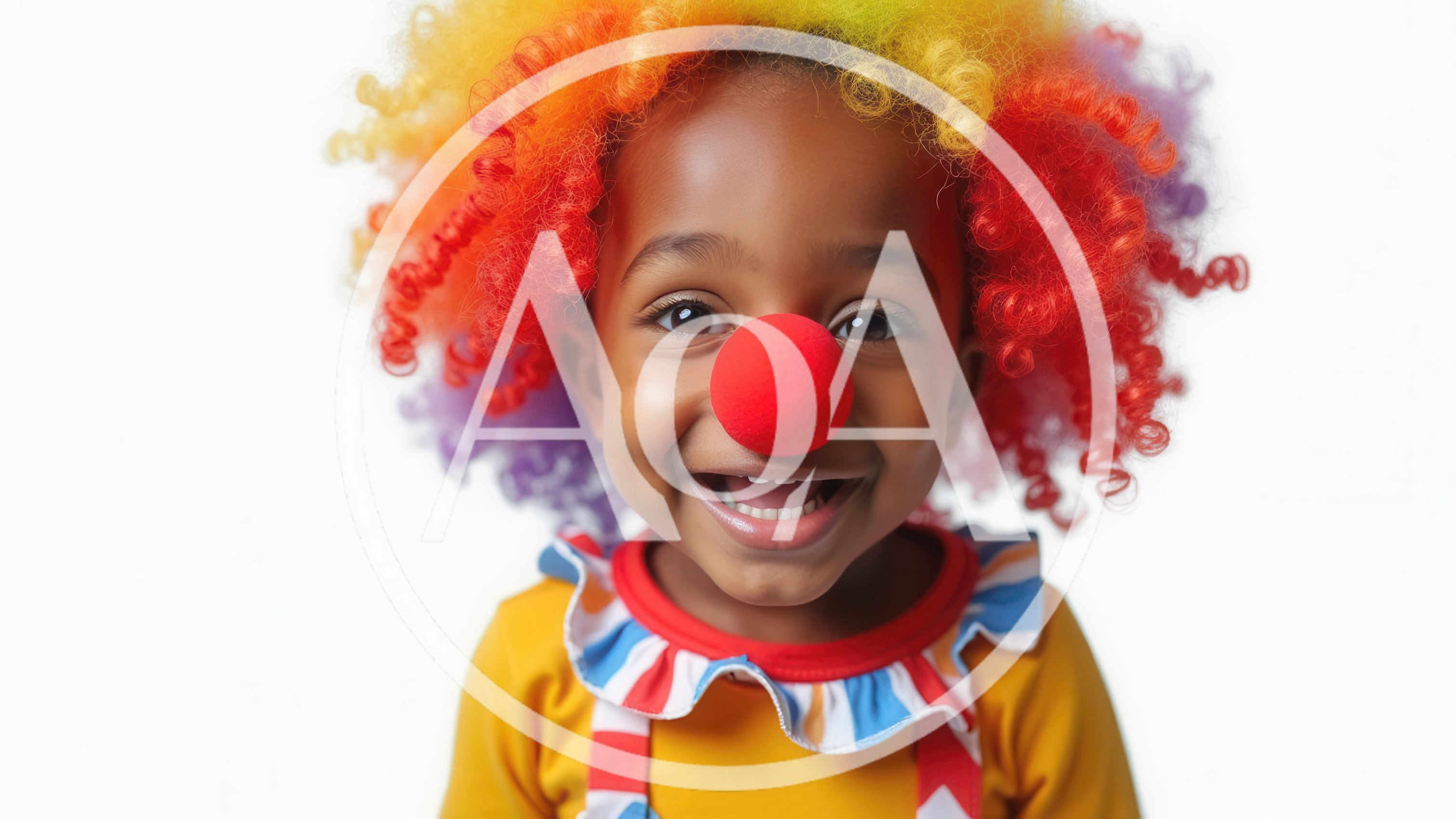 Happy Young Child Wearing A Colorful Clown Costume