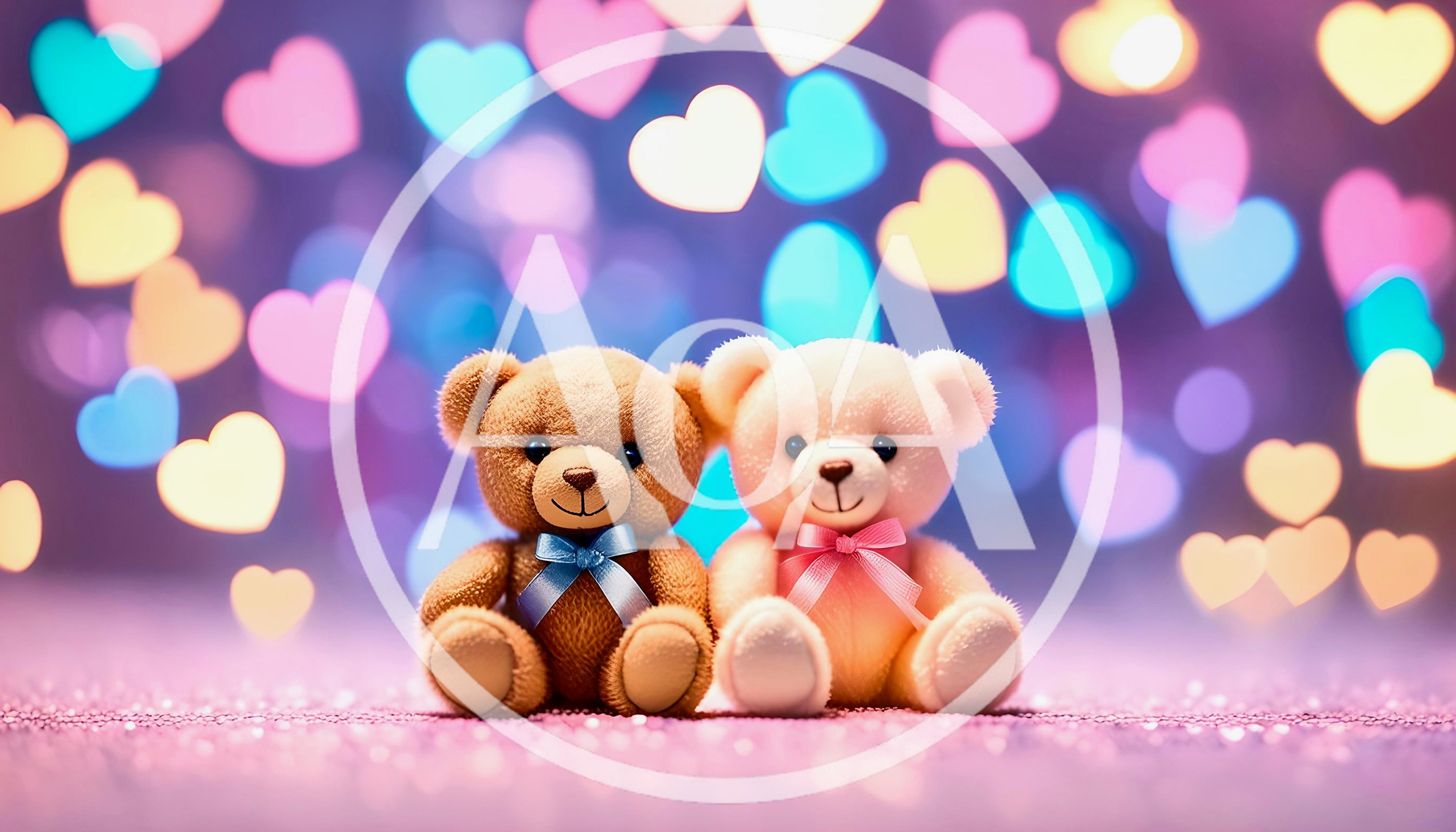 Two Cute Teddy Bears Sitting Together