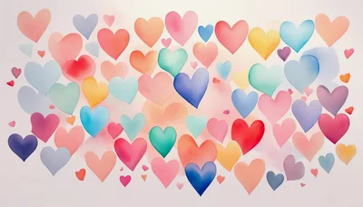 Abstract Background With Colorful Watercolor Hearts
