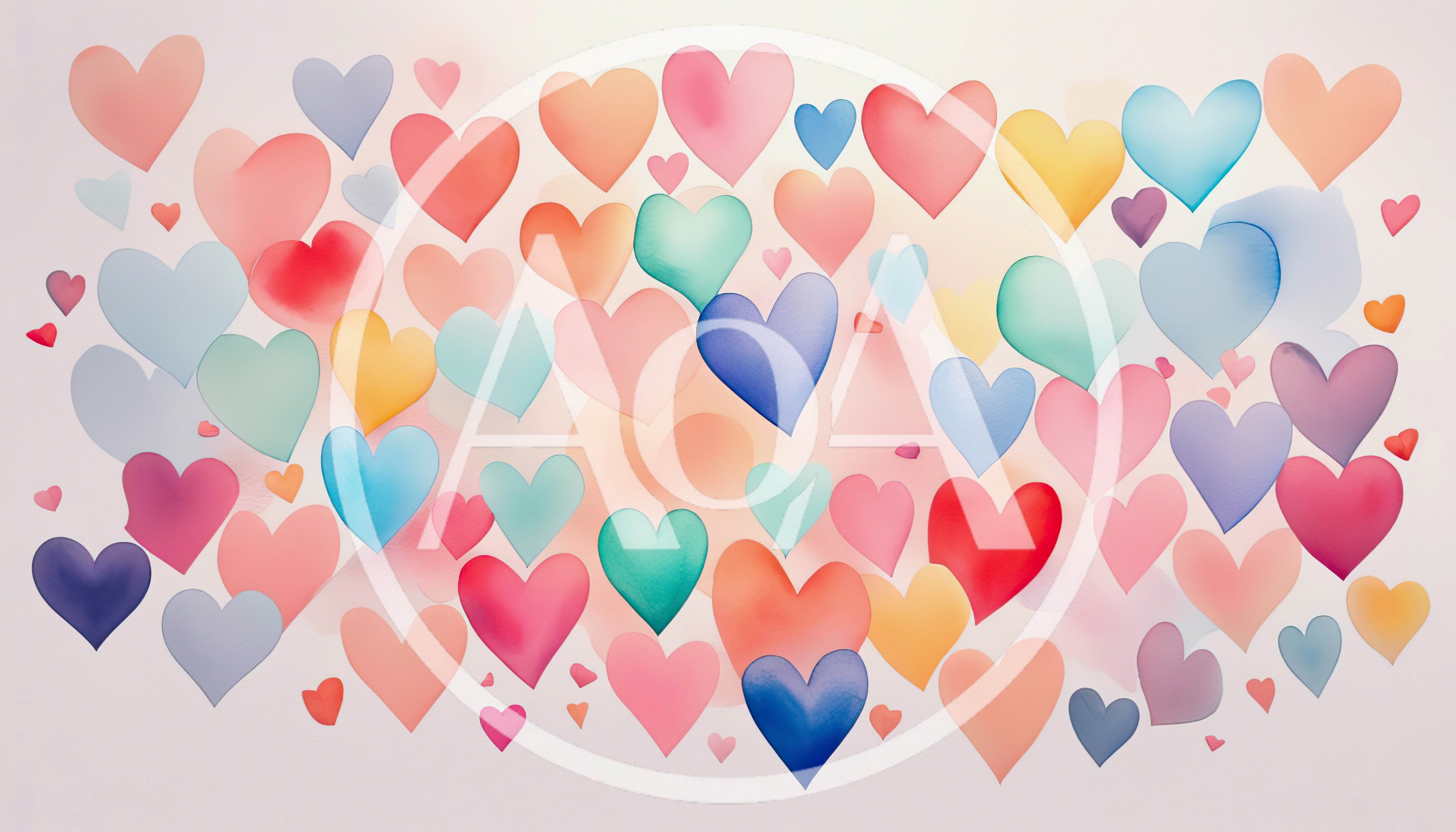 Abstract Background With Colorful Watercolor Hearts