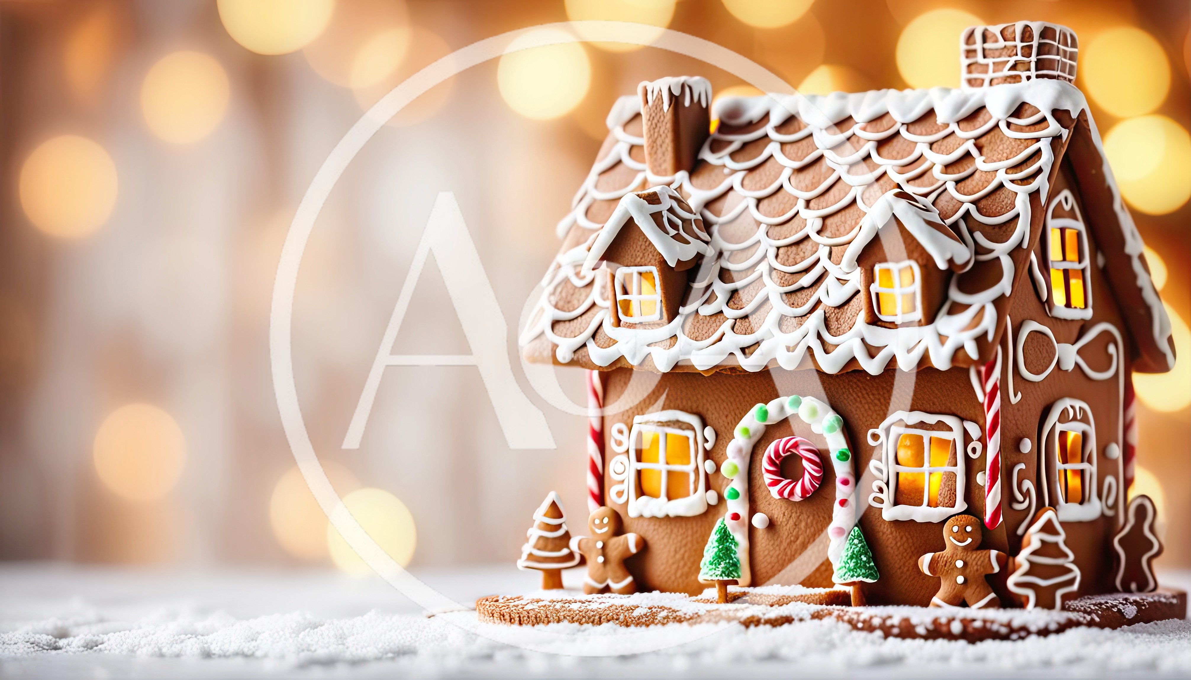 Festive Gingerbread House With Gingerbread Men