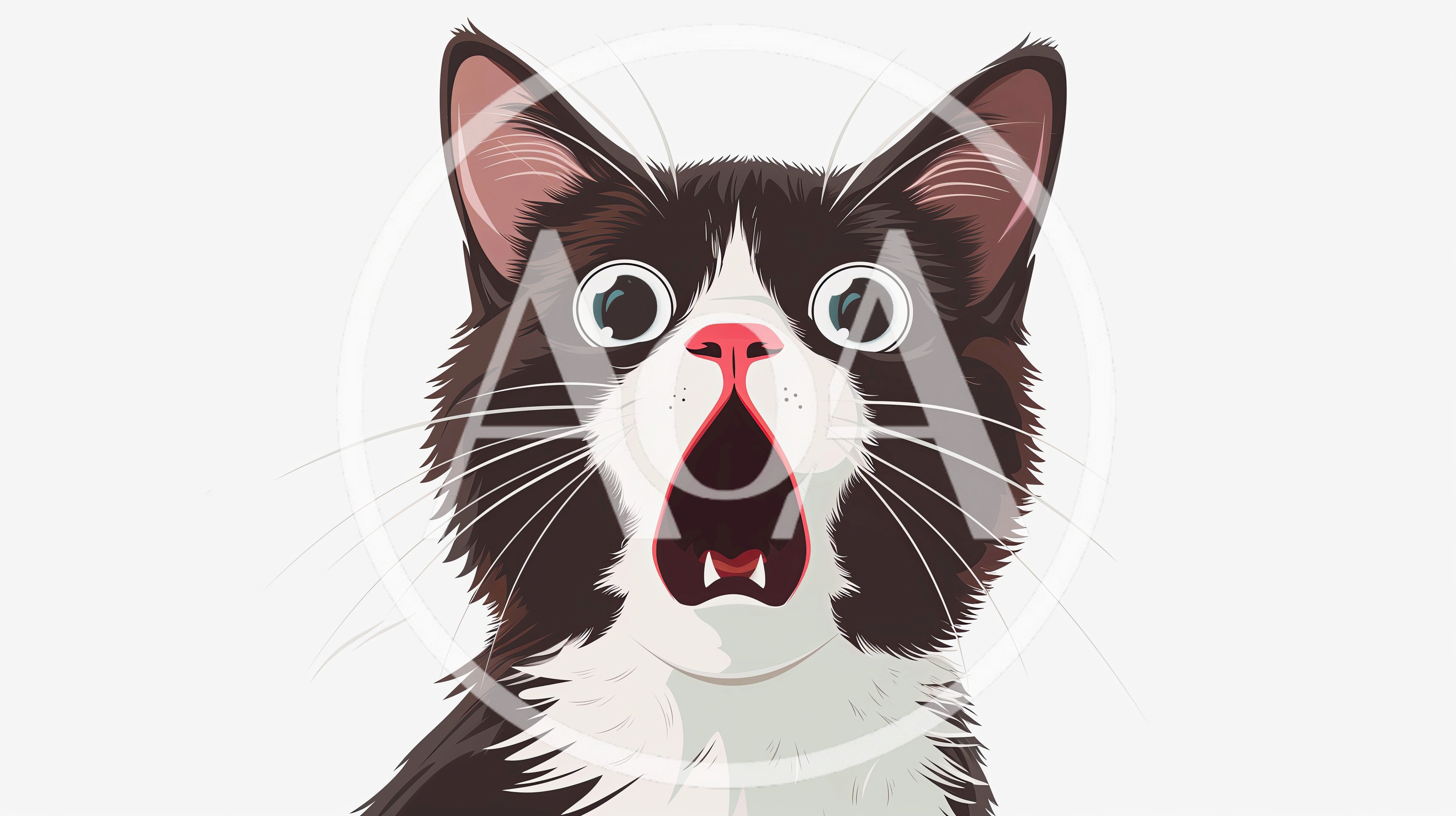 Shocked Tuxedo Cat With Wide Open Mouth