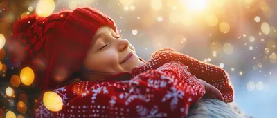 Young Girl Resting Outdoors in Winter Clothing