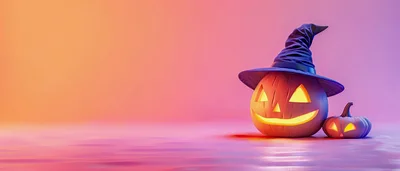 Halloween Jack O Lanterns With Witch Hat