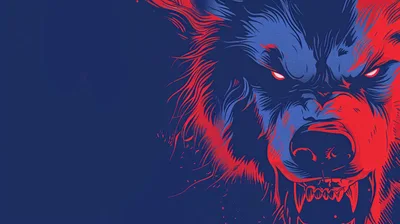 Stylized Illustration Of An Aggressive Wolf Head
