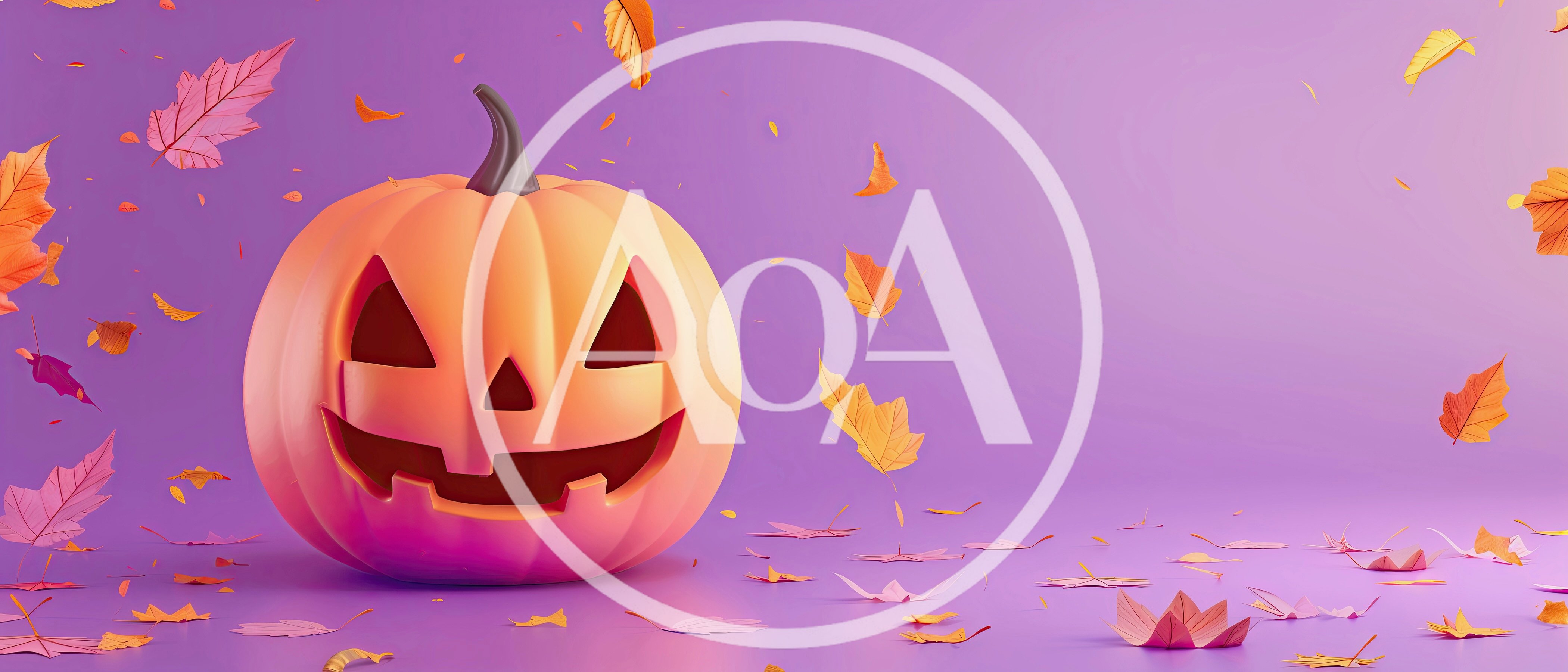 Jack O Lantern Pumpkin With Falling Autumn Leaves