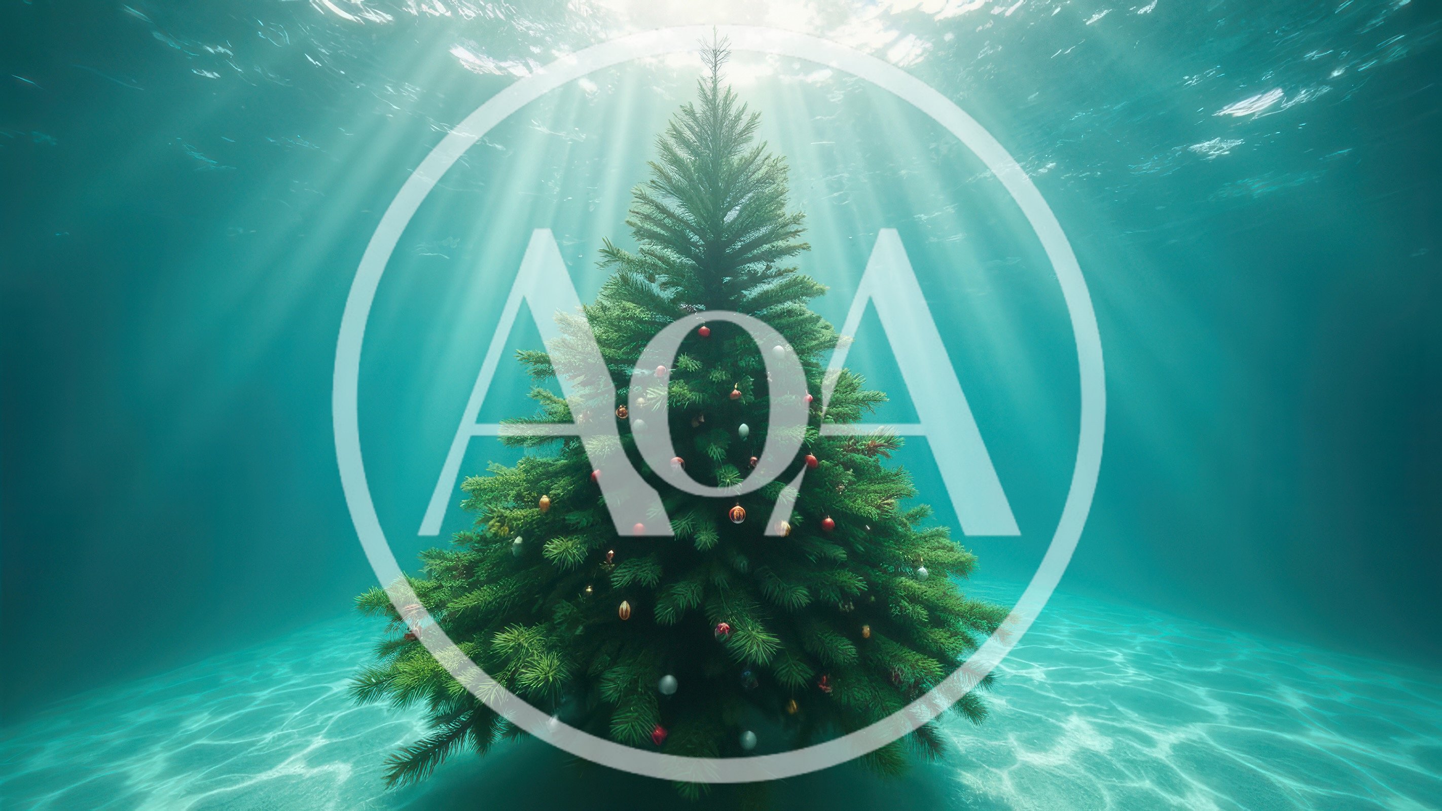 Decorated Christmas Tree Submerged Underwater