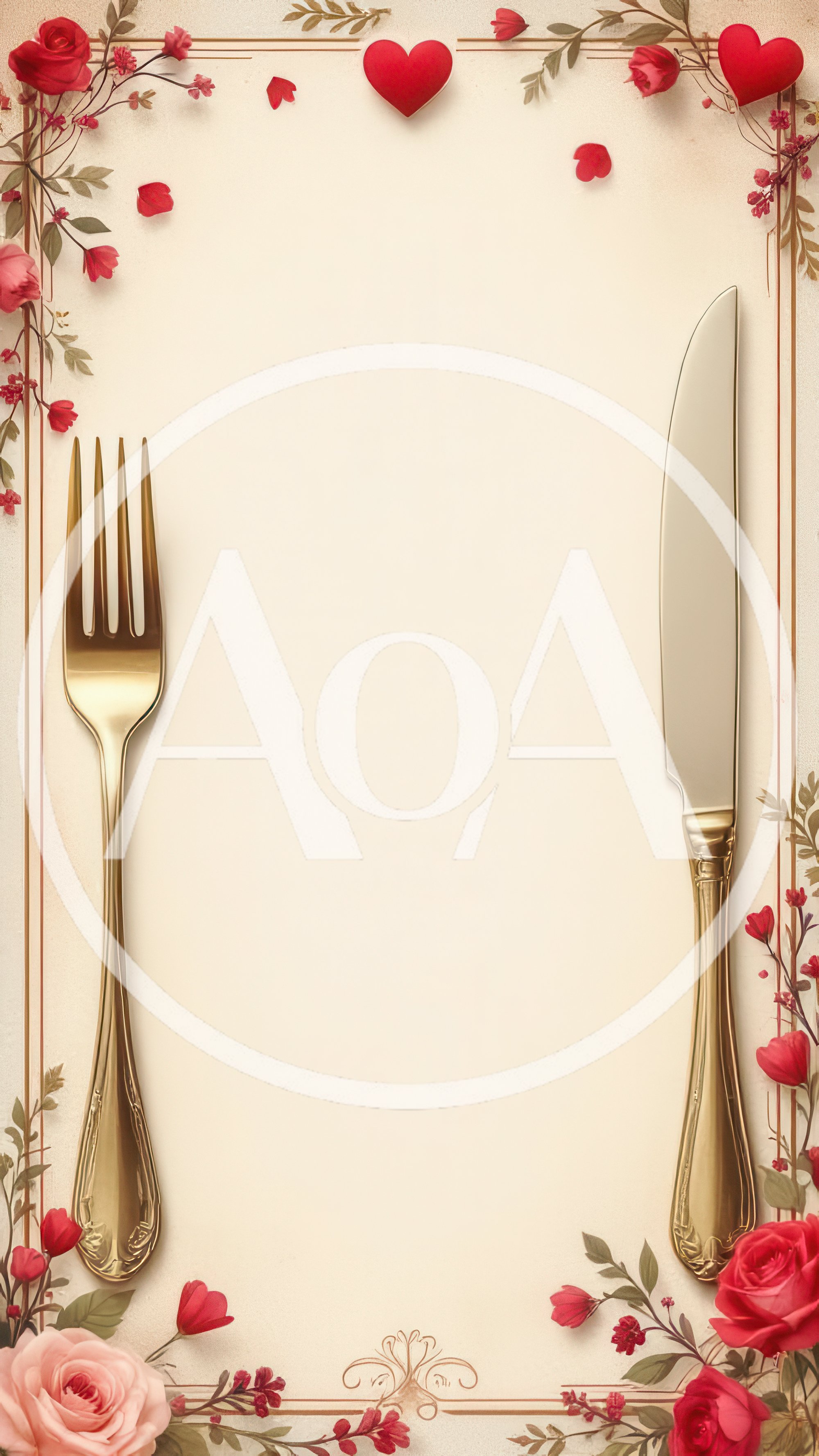 Elegant Valentine Day Menu Template With Cutlery