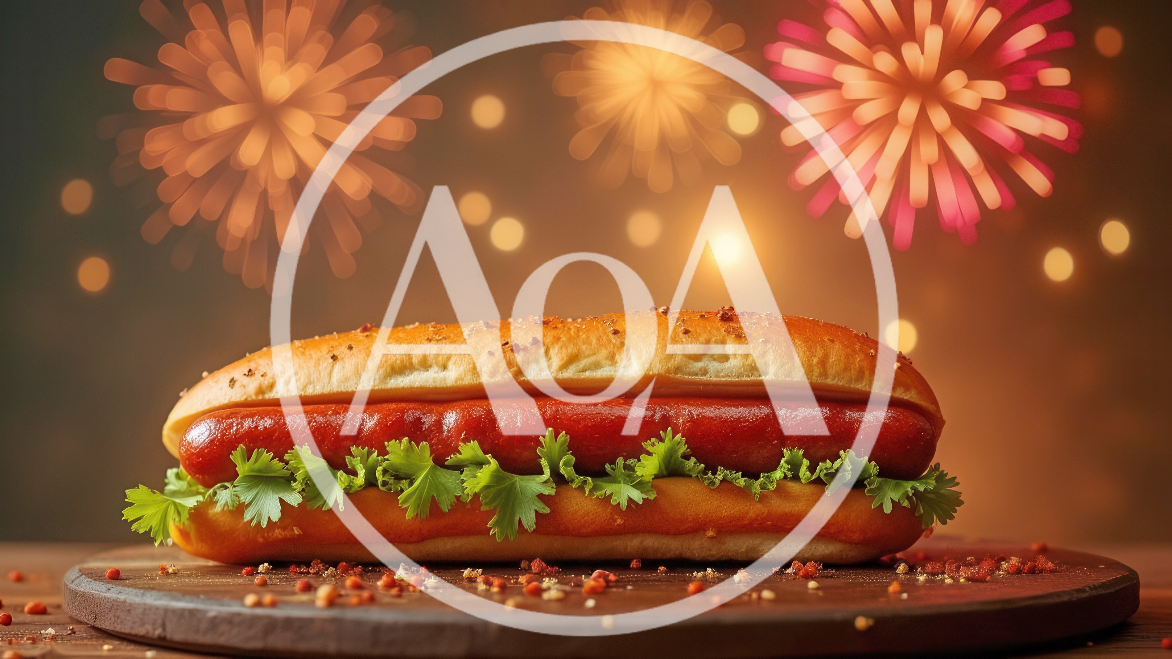 Gourmet Hot Dog With Cilantro On Wooden Board