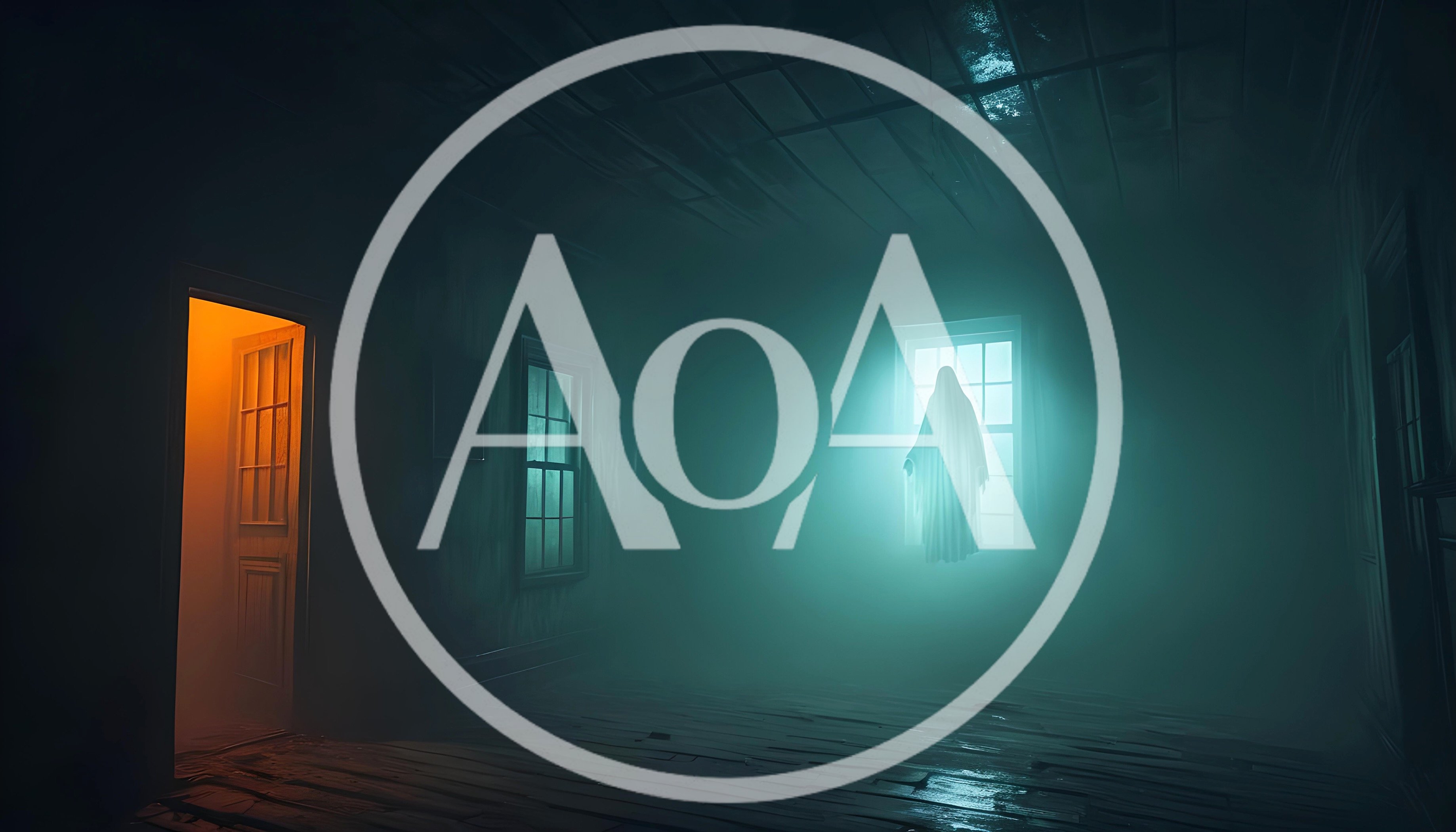 Ghostly Figure Floating In A Dark Haunted Room