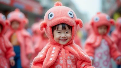 Cute child in octopus costume