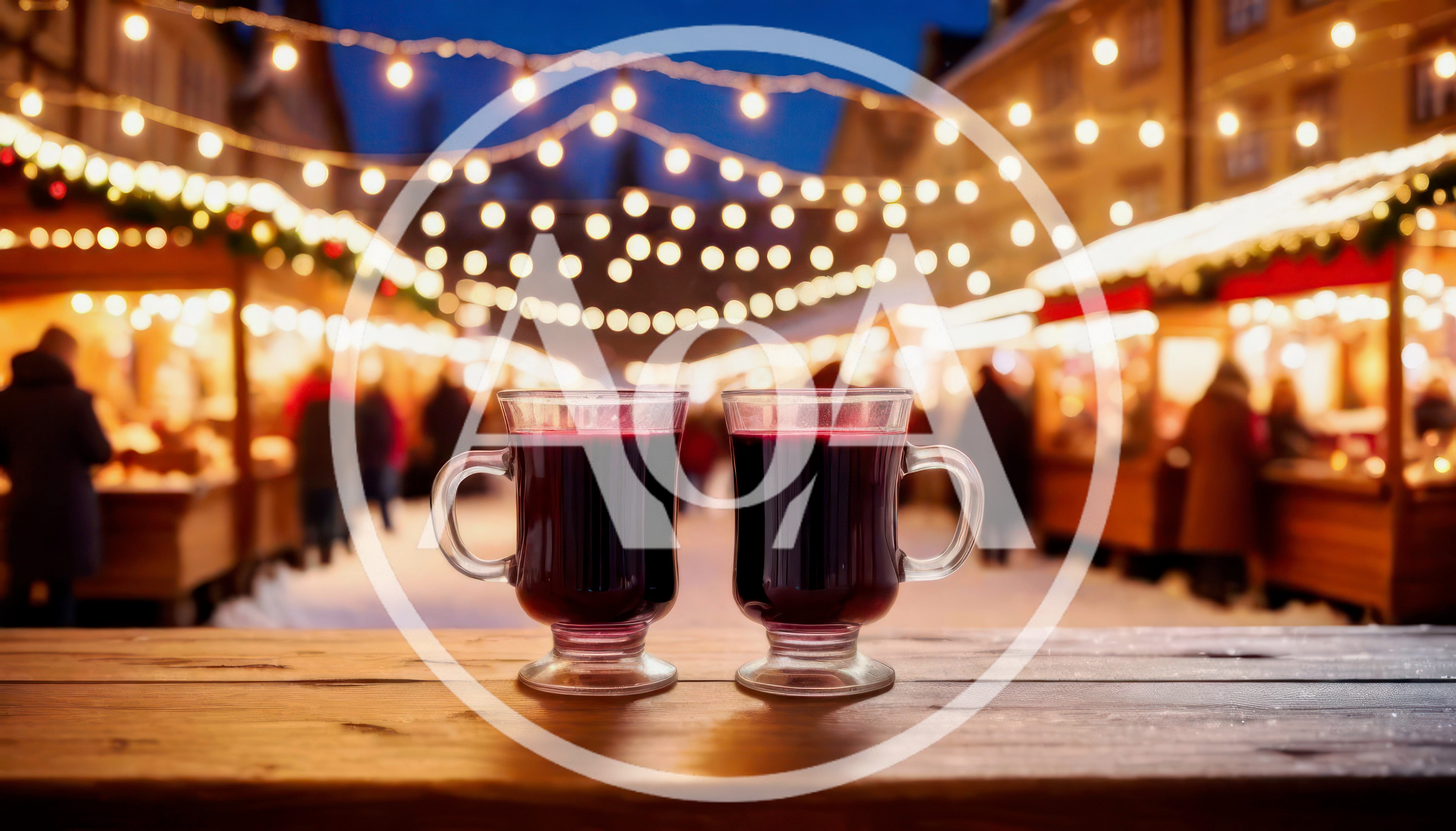 Two Mugs Of Mulled Wine At A Christmas Market