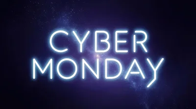 Neon Cyber Monday Text On A Starry Galaxy Background