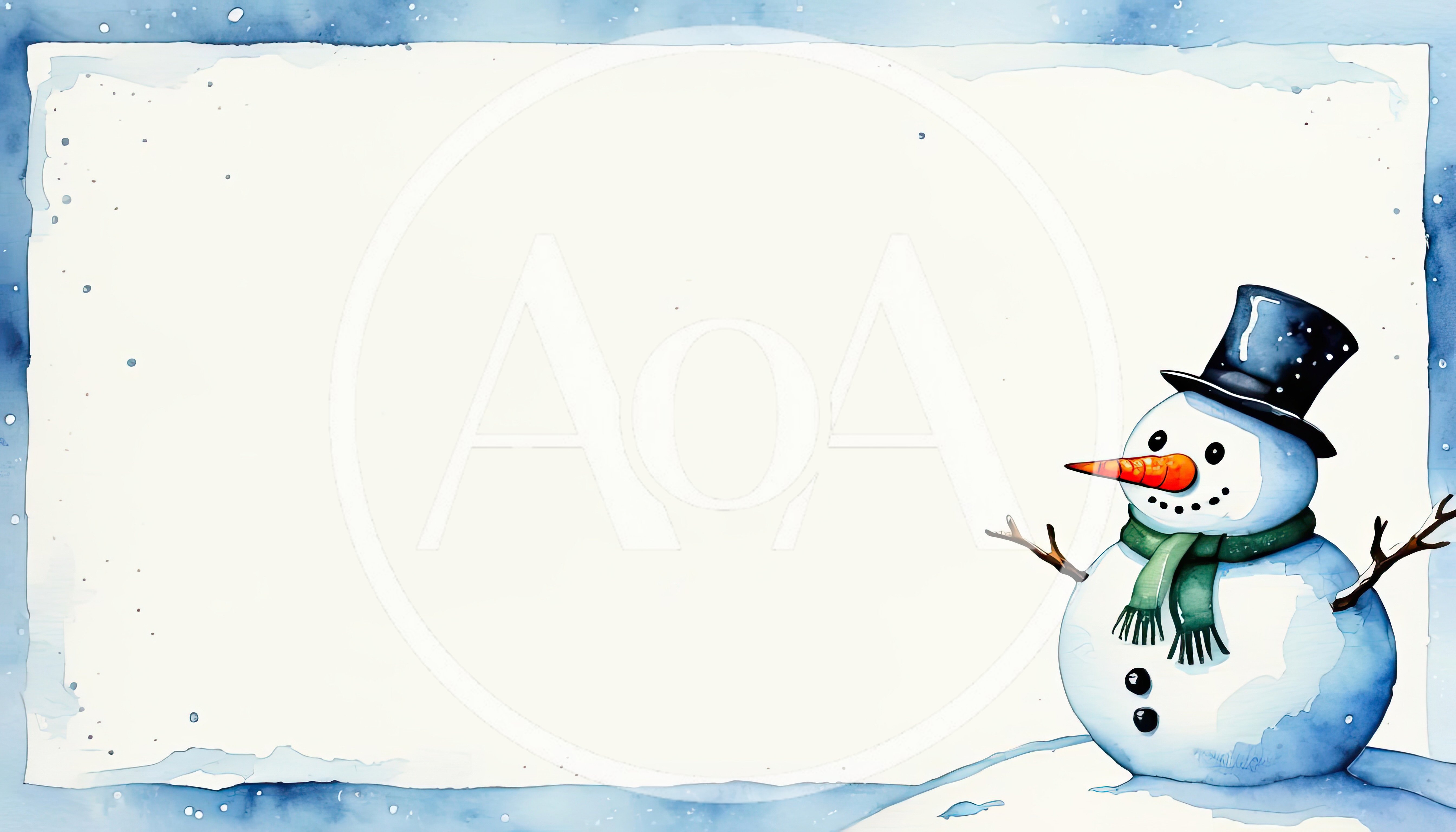 Watercolor Snowman Illustration With Blank Winter Border