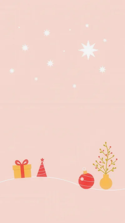 Minimalist Christmas Holiday Illustration With Gift And Ornaments