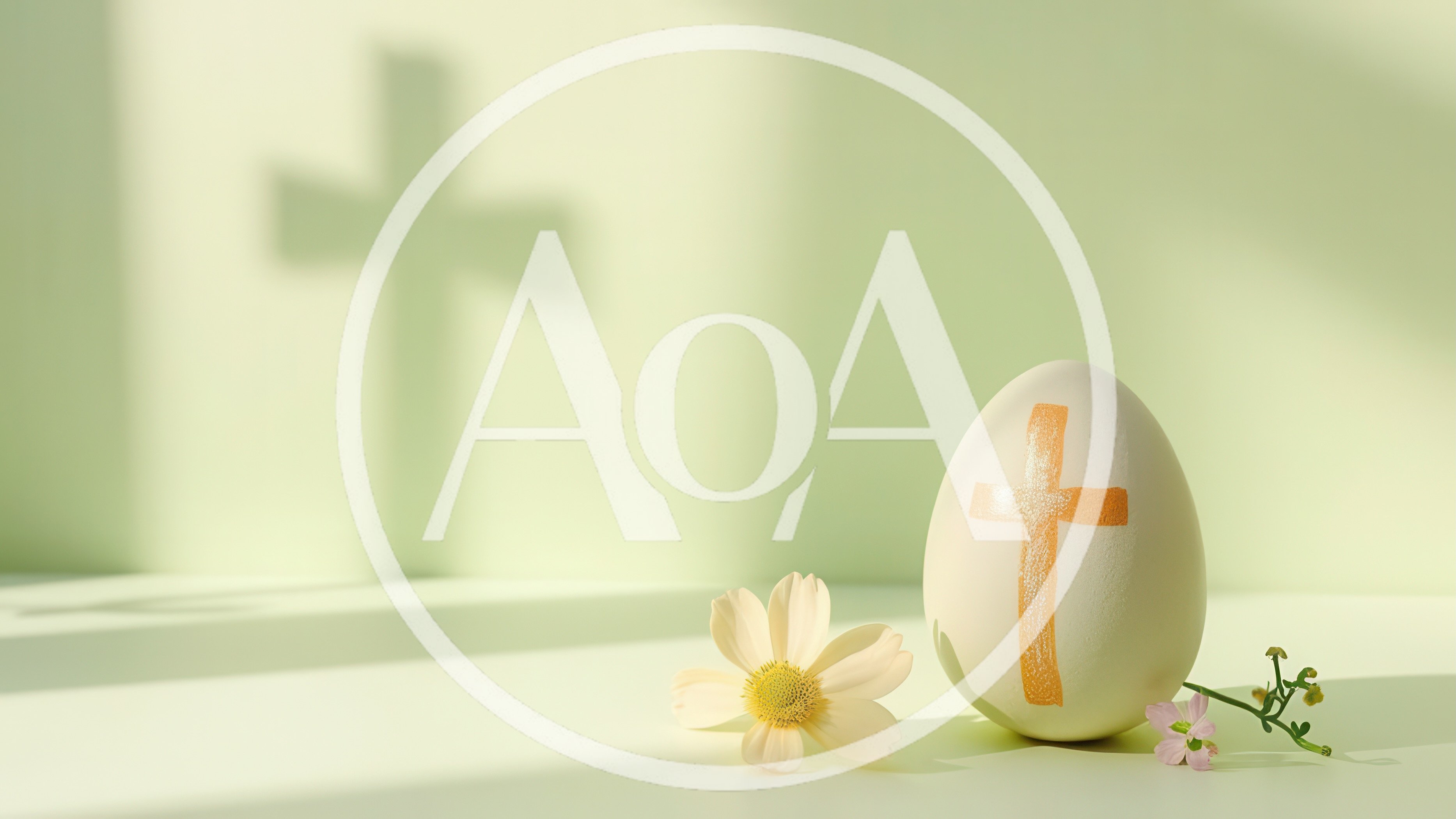 Easter Egg With Painted Cross And Flower