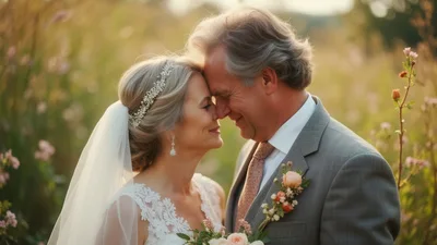 Mature Couple Sharing An Intimate Wedding Moment