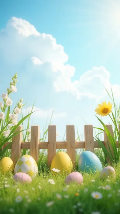 Colorful Easter Eggs In A Sunny Garden