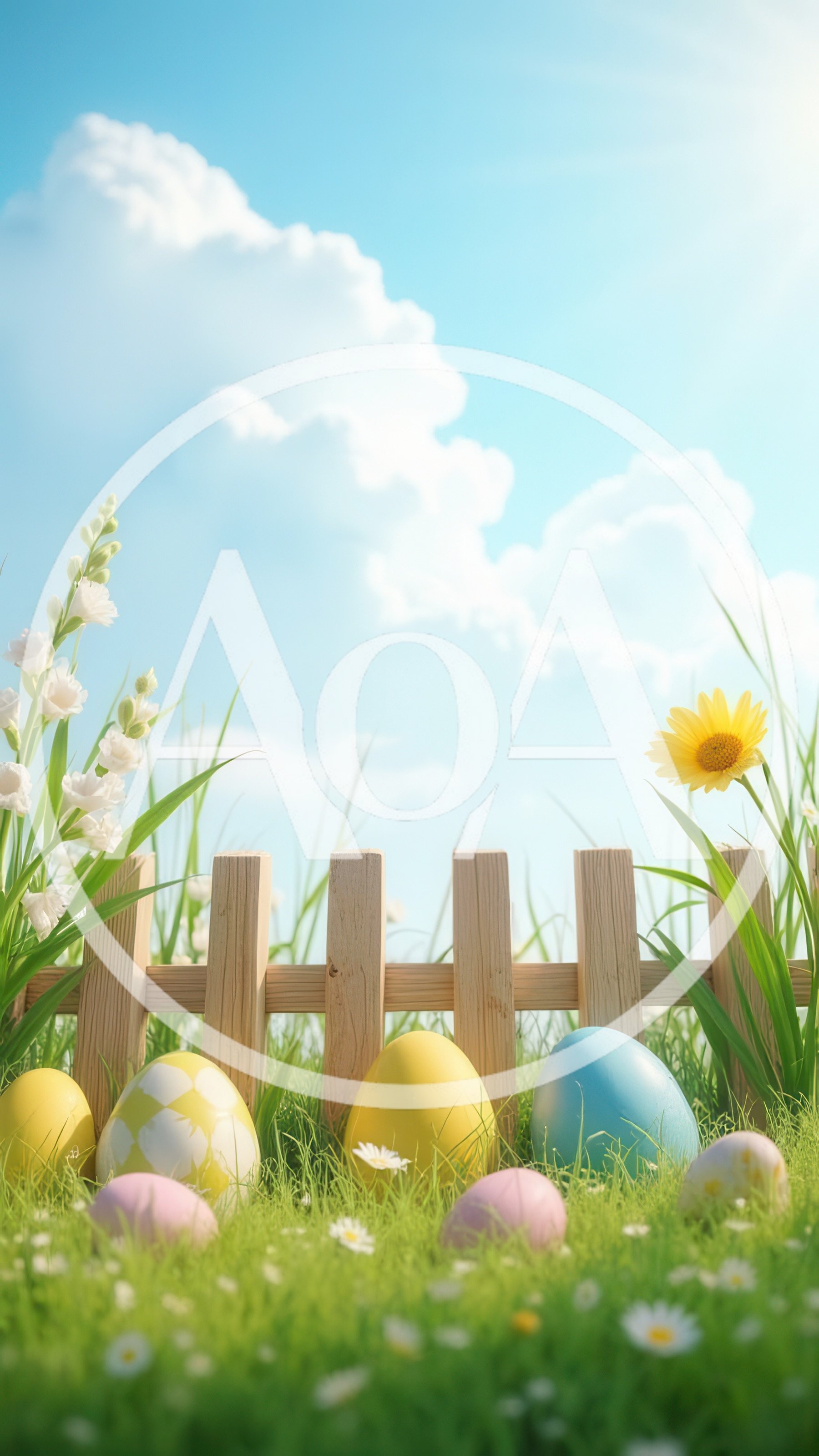 Colorful Easter Eggs In A Sunny Garden