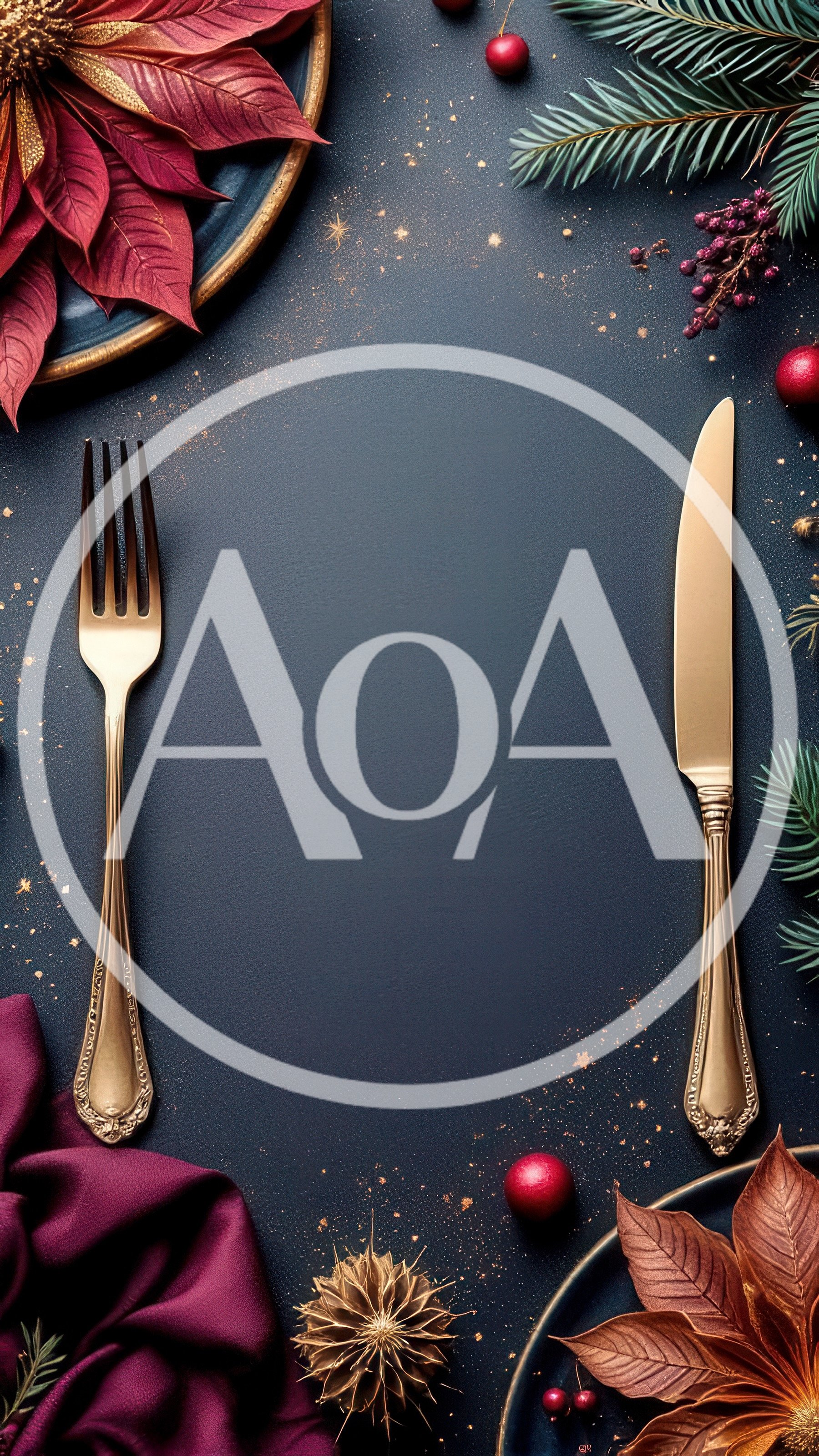 Elegant Christmas Table Setting With Gold Cutlery