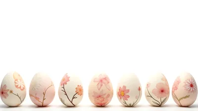 Seven Decorative Easter Eggs With Floral Patterns