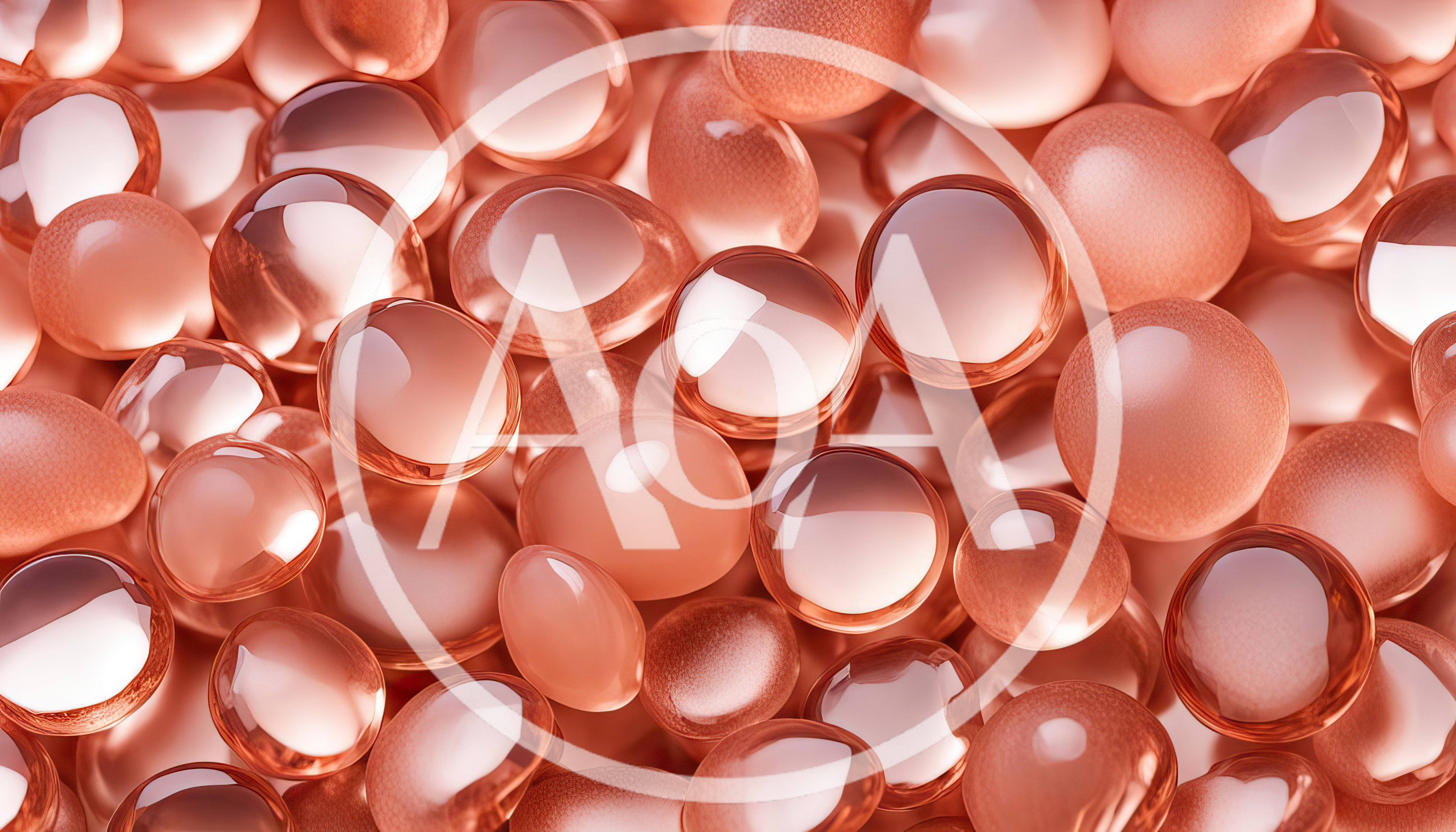 Abstract Background Of Glossy Rose Gold Spheres