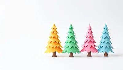 Four Colorful Paper Craft Christmas Trees