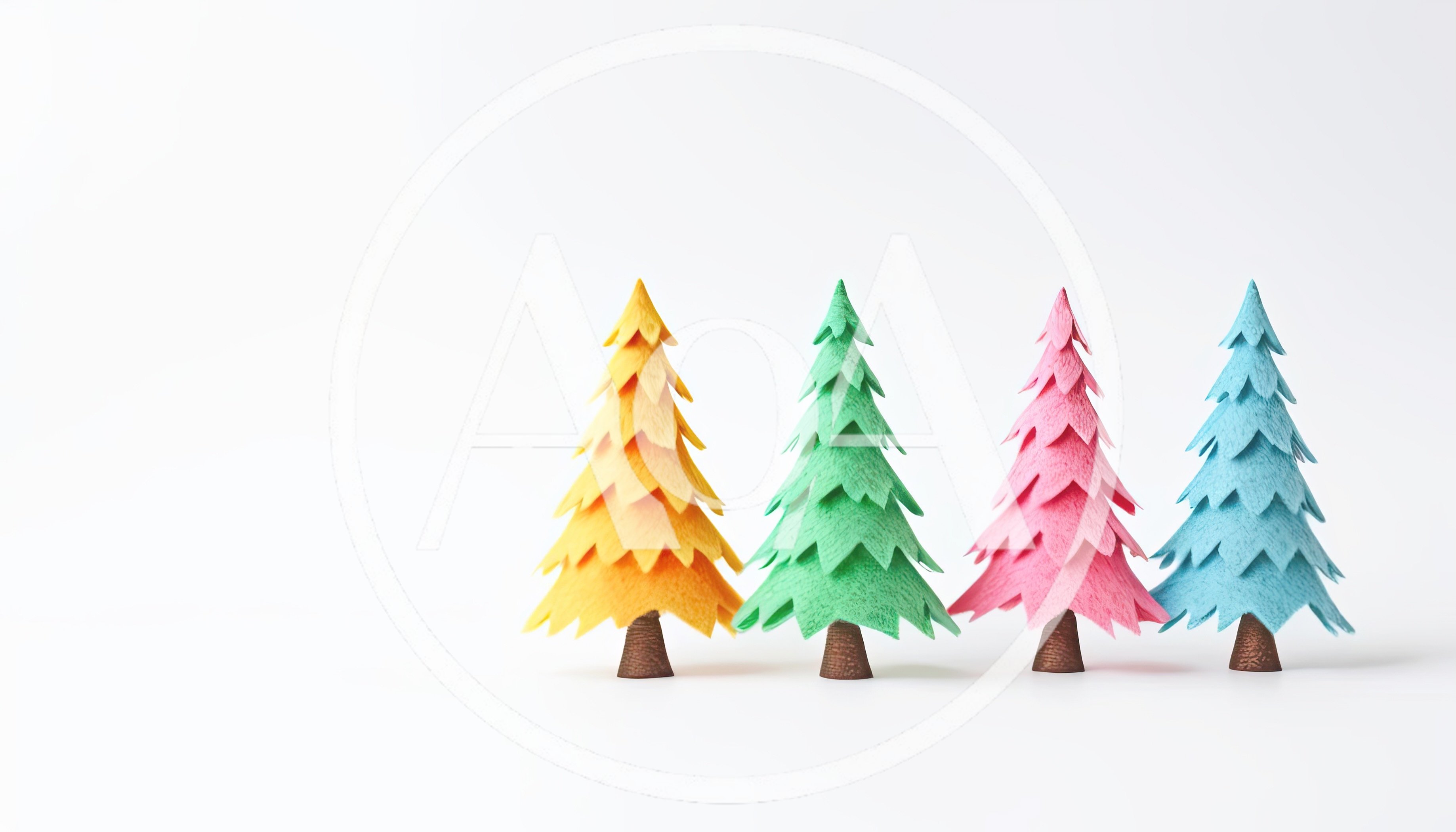Four Colorful Paper Craft Christmas Trees