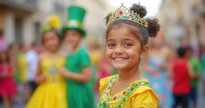 Young Girl Wearing A Tiara At A Carnival Parade