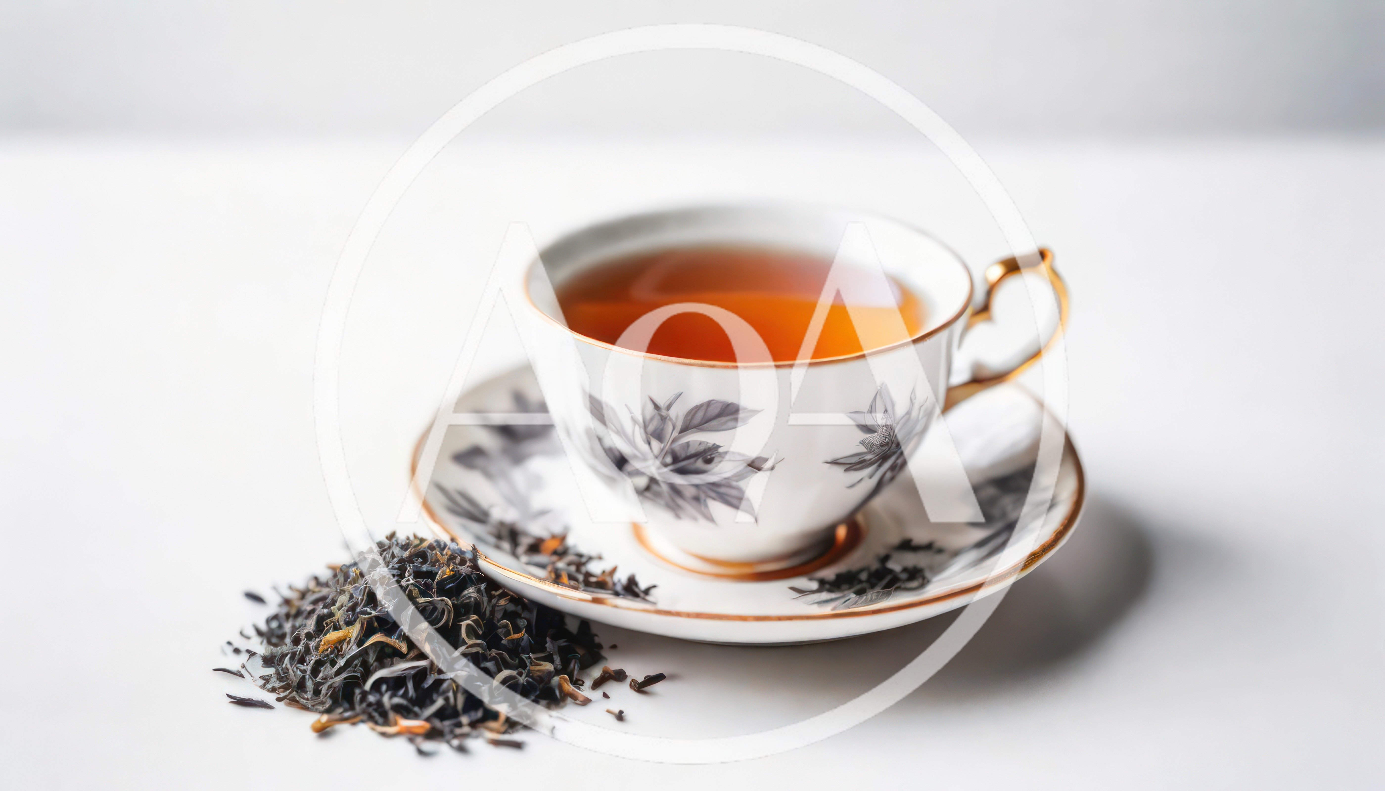 Cup Of Black Tea With Loose Tea Leaves