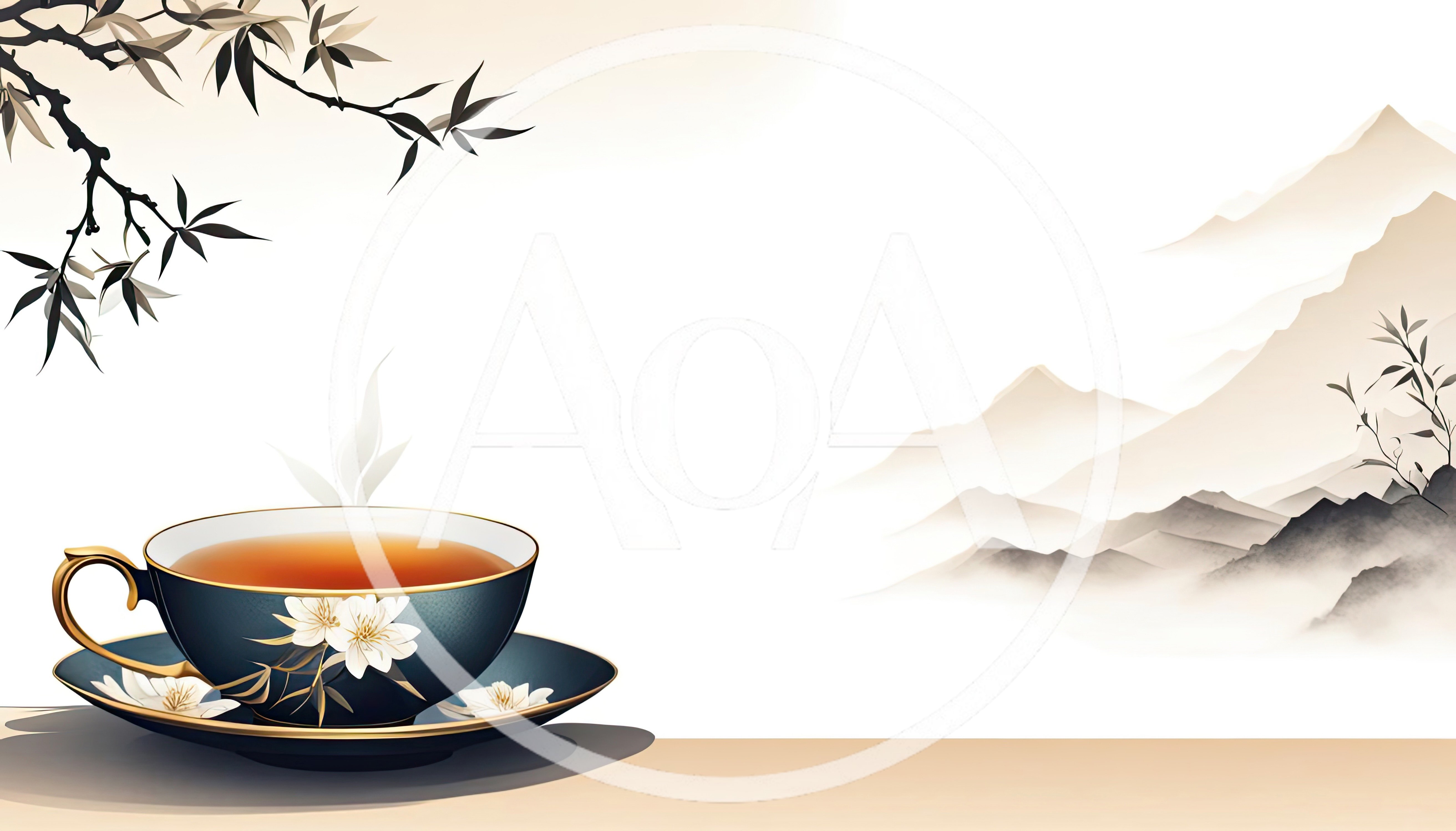 Elegant Tea Cup With Traditional Chinese Landscape Art