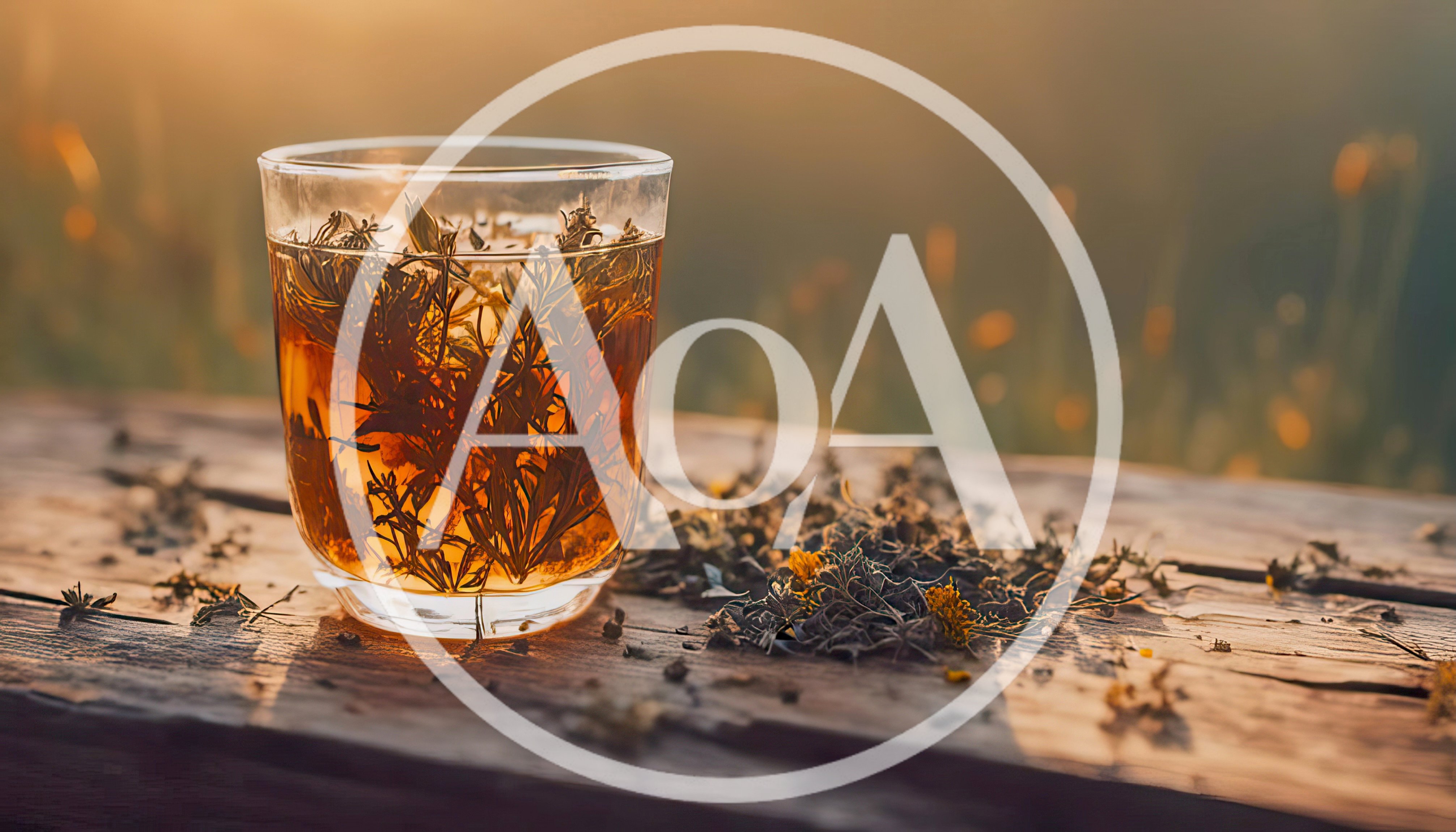 Glass Of Herbal Tea On A Wooden Table