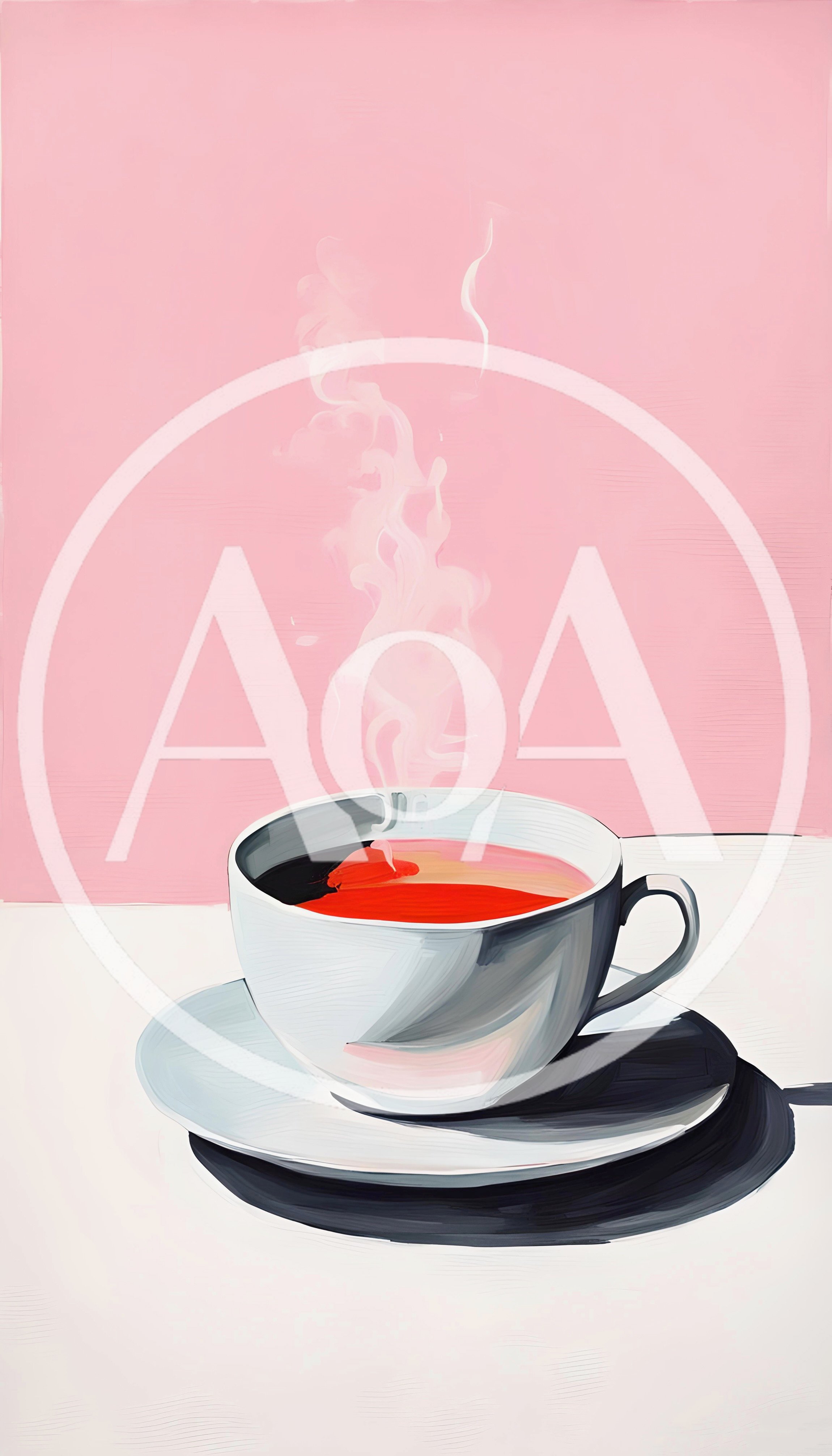Oil Painting Of A Steaming Cup Of Tea