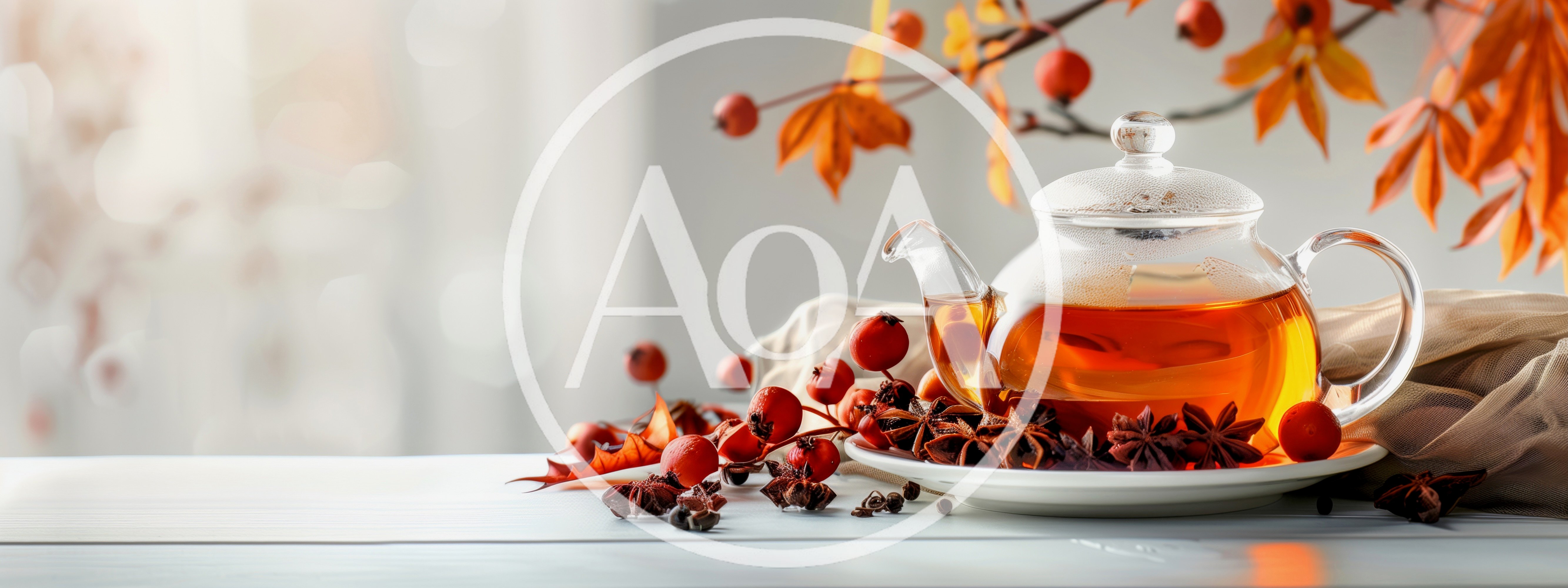 Glass Teapot with Autumn Spices and Berries