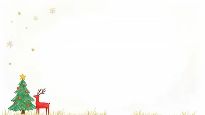 Christmas Tree and Reindeer Illustration on White Background