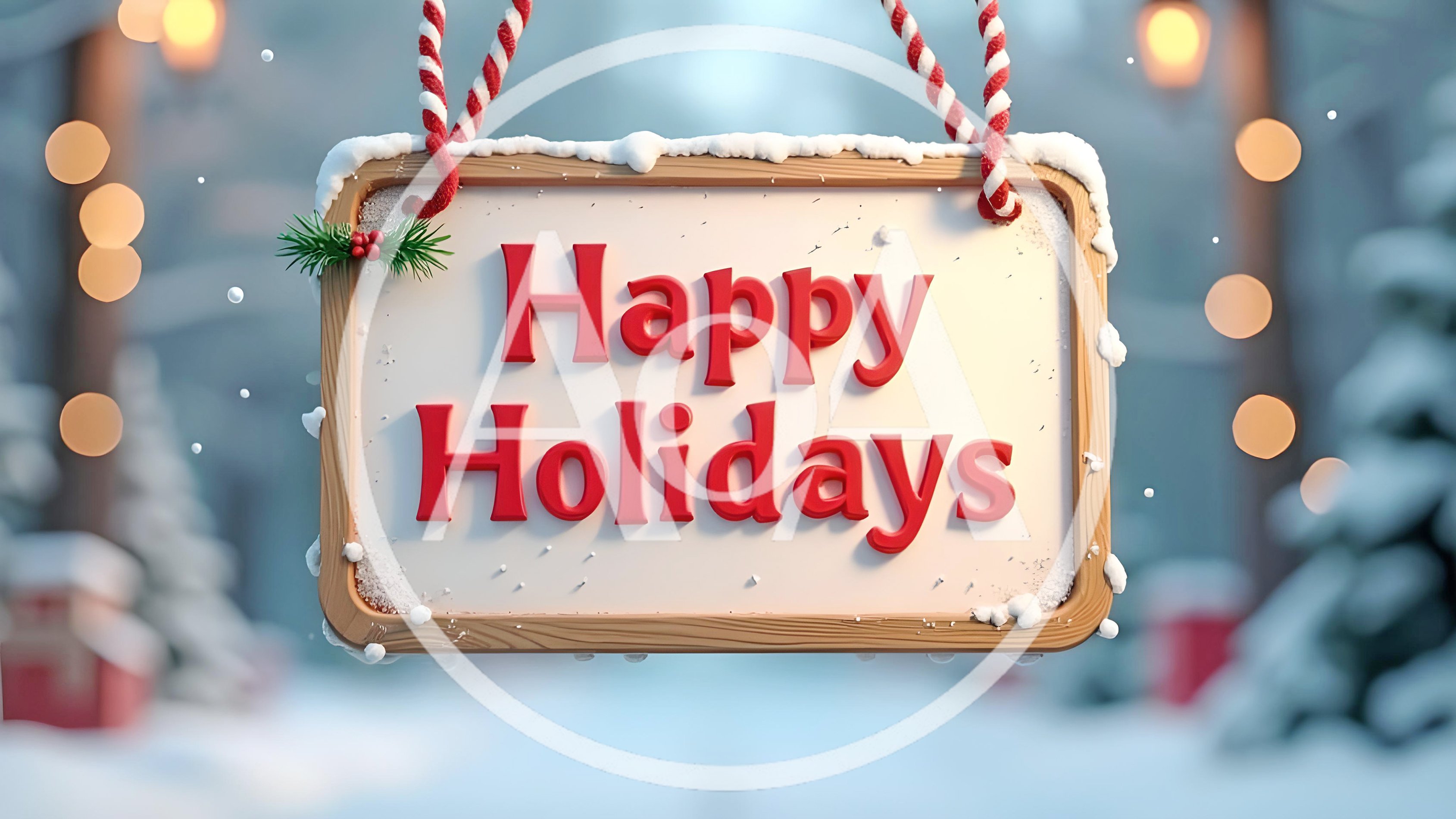 Hanging Wooden Sign With Happy Holidays Text