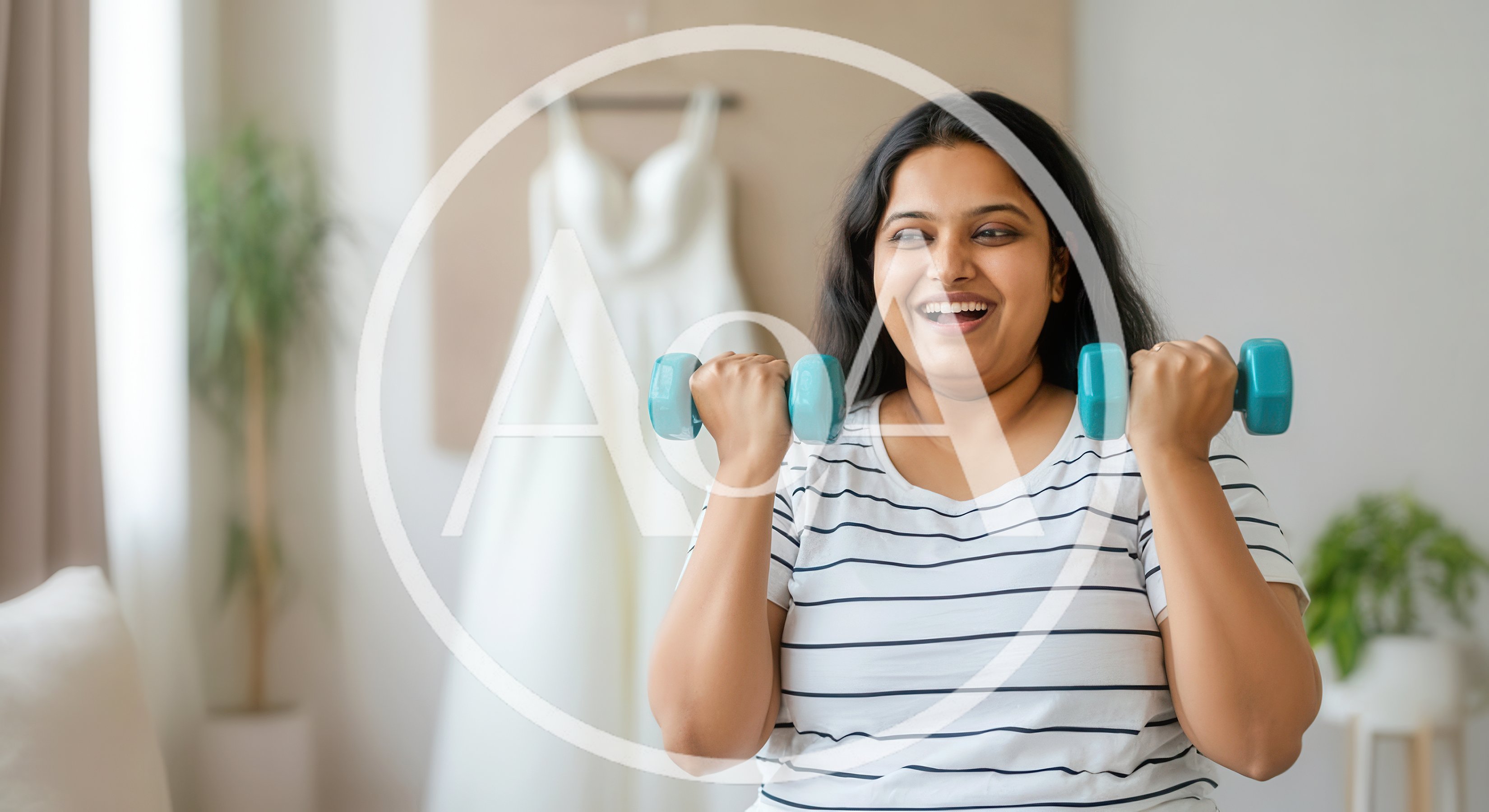 Young Woman Exercising With Dumbbells At Home