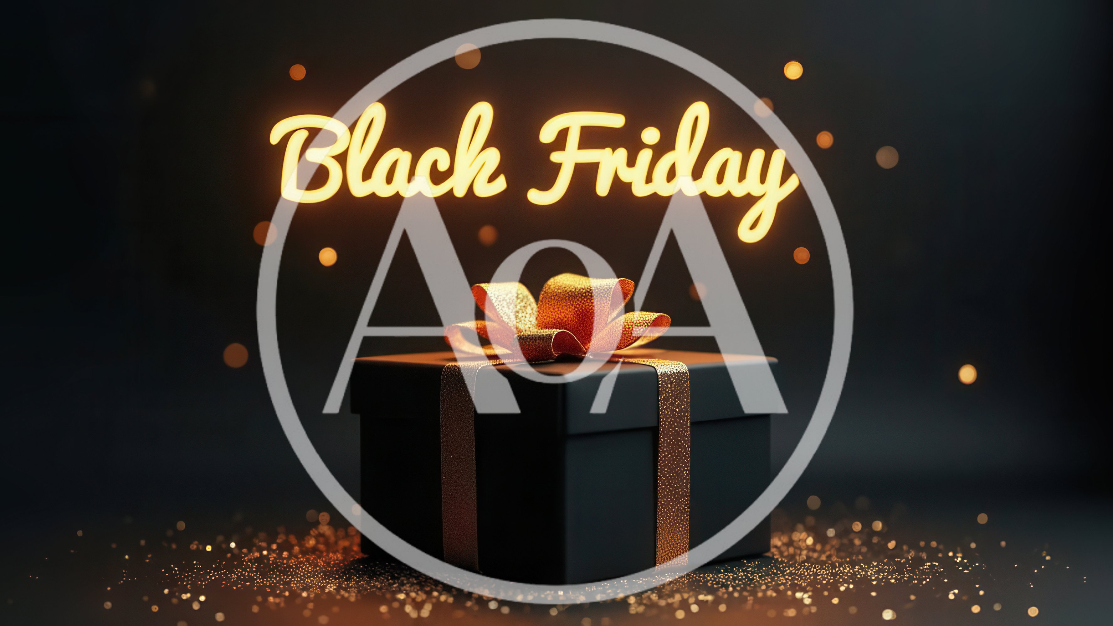 Black Friday Gift Box With Golden Ribbon