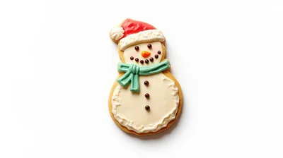 Snowman Shaped Christmas Cookie With Icing