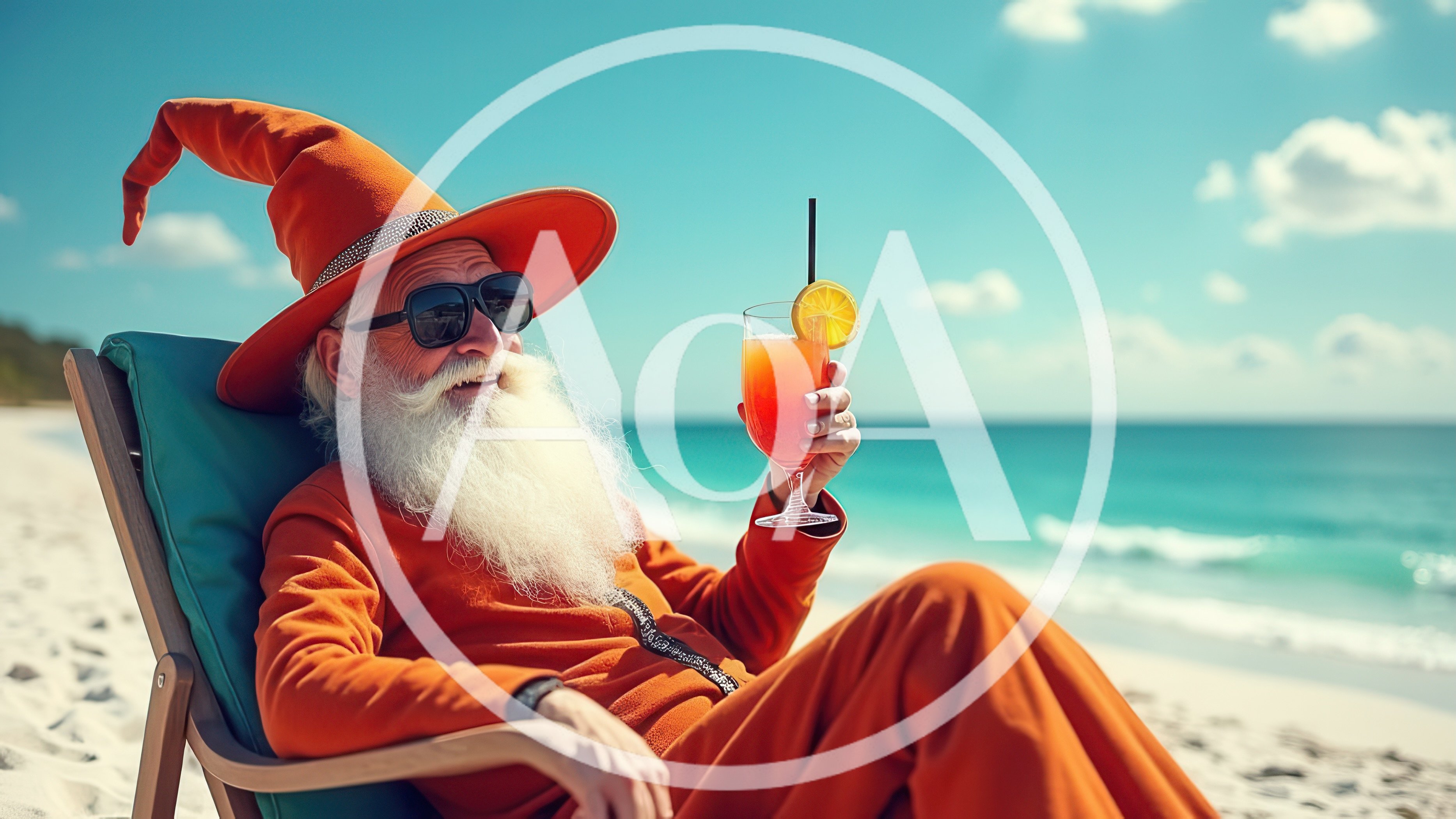 Wizard Relaxing With A Tropical Cocktail On The Beach