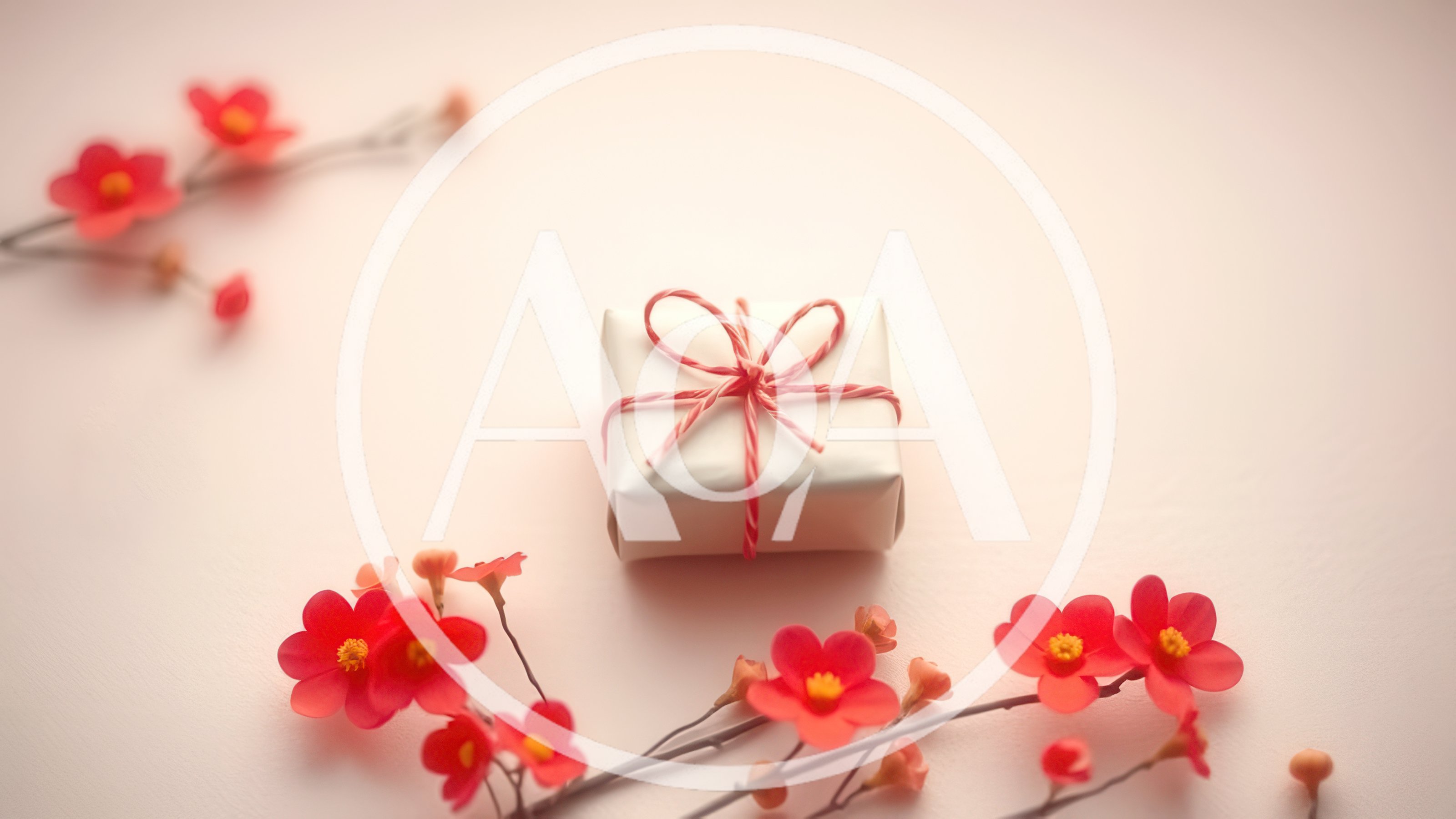 Small Gift Box Decorated With Red Flowers
