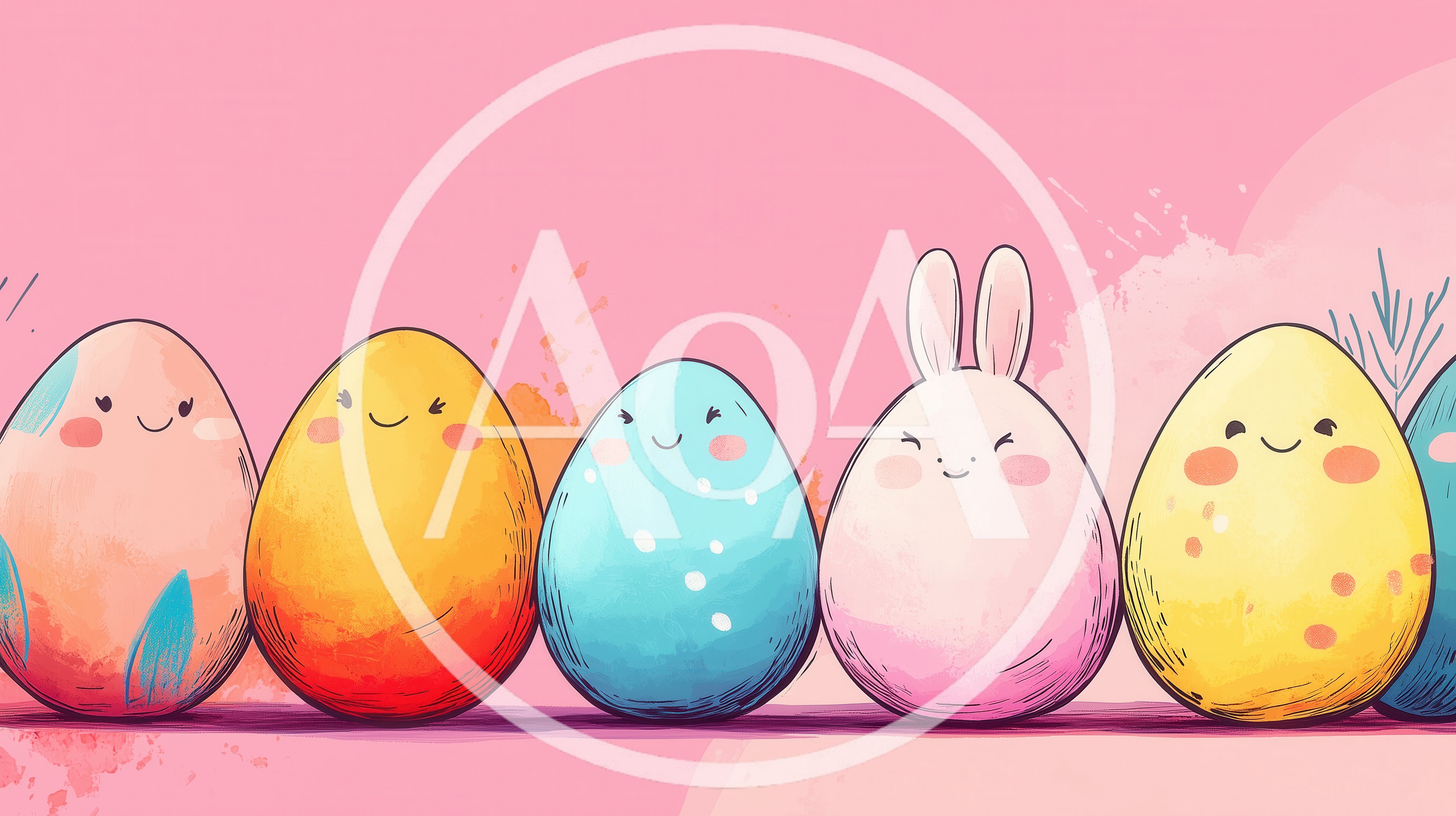 Cute Cartoon Easter Eggs With Faces