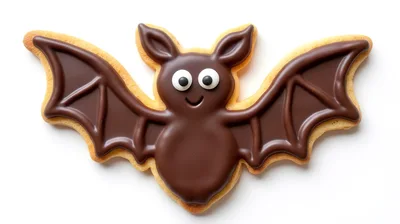 Bat Shaped Halloween Sugar Cookie With Chocolate Icing
