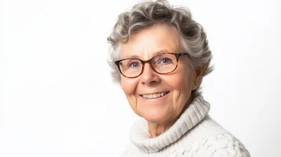 Portrait Of A Smiling Senior Woman In A Sweater