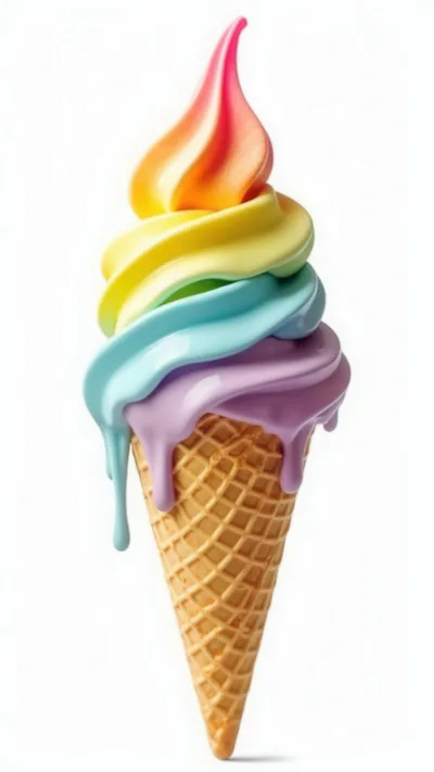 Rainbow Swirl Soft Serve Ice Cream Cone