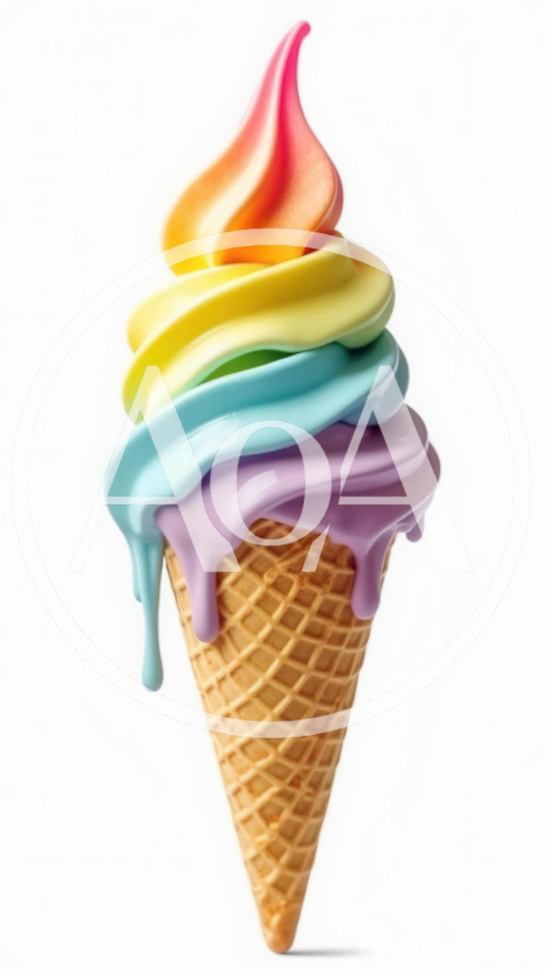 Rainbow Swirl Soft Serve Ice Cream Cone