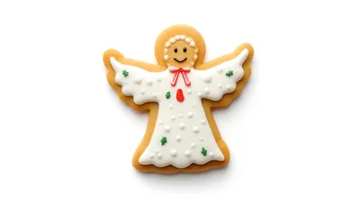 Angel Shaped Gingerbread Cookie With White Icing