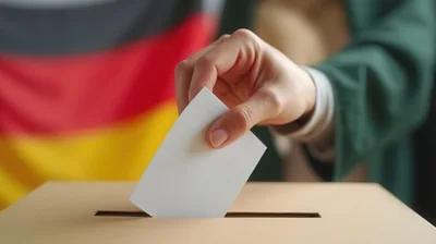 Person Casting A Vote In A German Election