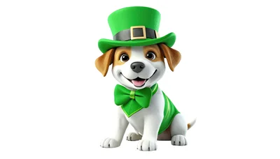 Cute Puppy Wearing St Patricks Day Leprechaun Costume
