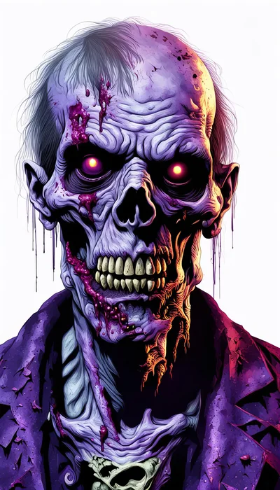 Portrait Of A Terrifying Purple Zombie